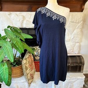 Tommy Bahama Linen Lovelin One Shoulder Dress Embroidered Size S/P NWT